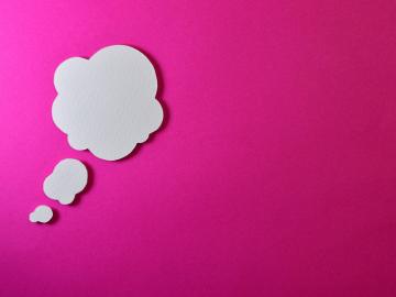 thinking bubble on a pink background