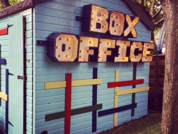 Blue cladded box office at Edinburgh Festival